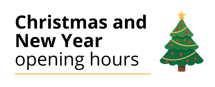 Christmas and New Year opening hours